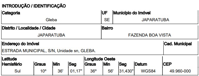 Fazenda Boa Vista em Japaratuba, SE
