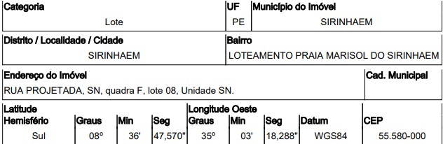 Terreno, Barra de Sirinhaém, Sirinhaém, PE