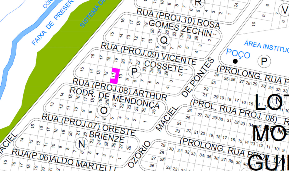 Lote: um terreno, designado como lote 11, da quadra p, do loteamento denominado "parque residencial / celina dalul" no perímetro urbano da cidade, dis...