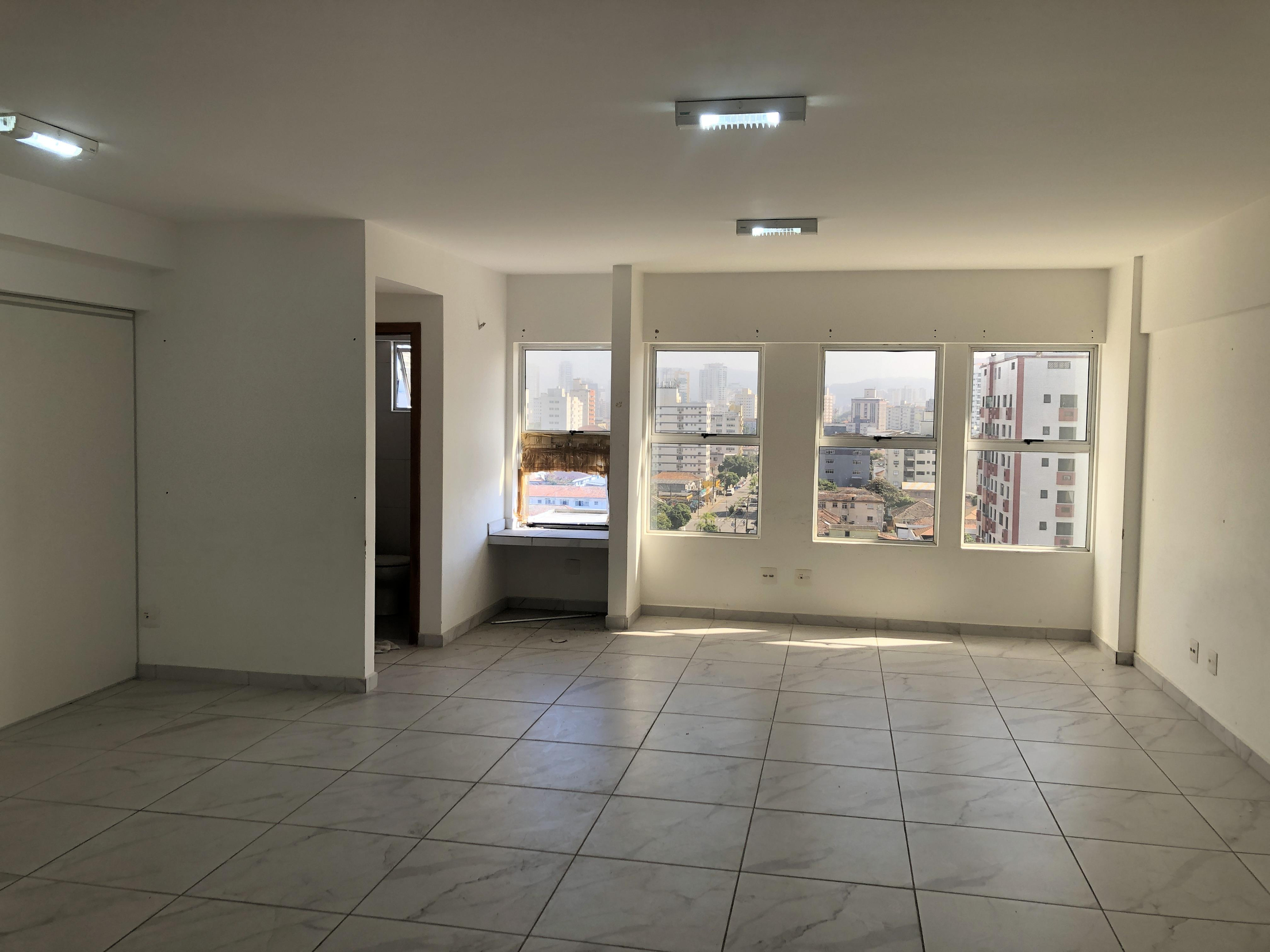 Sala corporativa 116m² 1 vaga | ed. bandeirantes | santos/sp | av. pedro lessa: amplo espaço e localização estratégica no embaré!