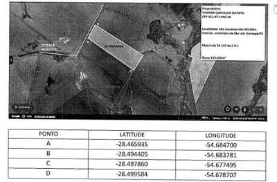 IMÓVEL RURAL COM ÁREA DE 15,00 ha - SÃO LUIZ GONZAGA/RS