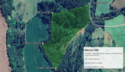 Lote Rural | A.T. 63.600 M² | Sem Benfeitorias | Distrito de Tiradentes | Três Passos/RS