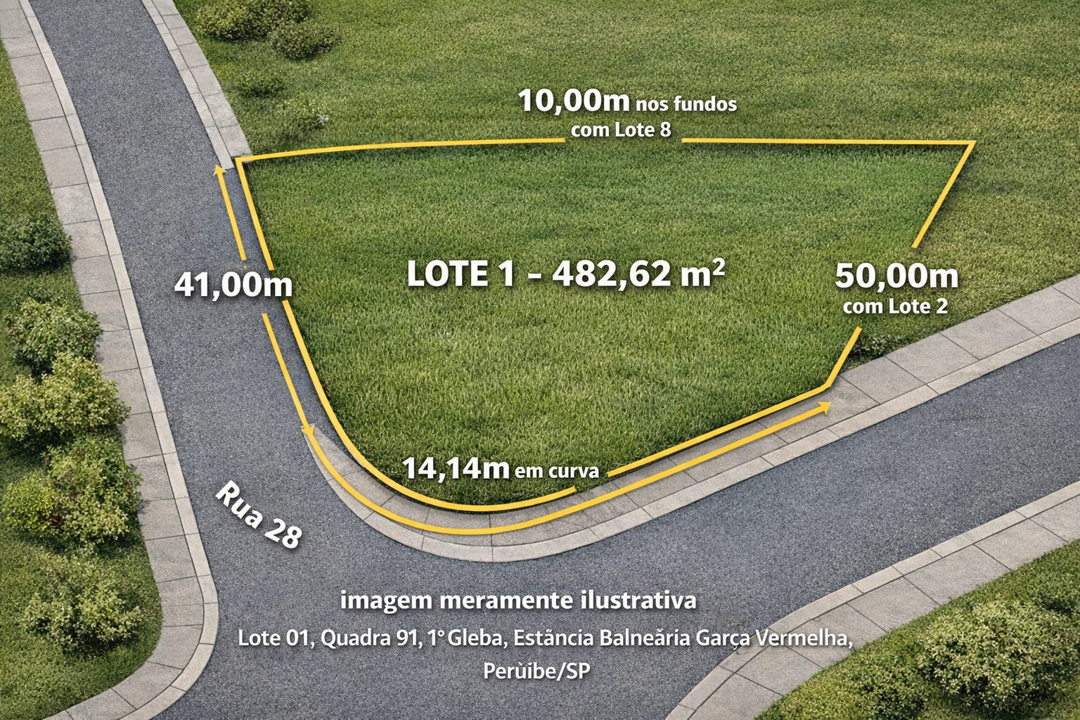 Terreno de 482,62 m² - estância balneária garça vermelha, peruíbe/sp