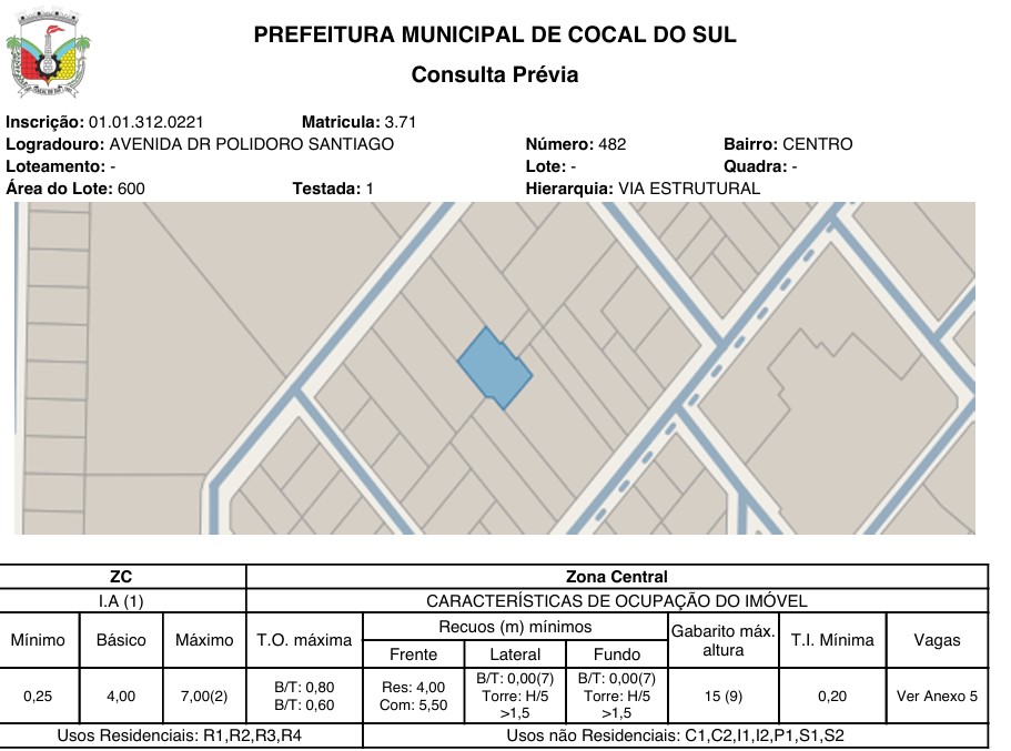 Terreno, Centro, Cocal do Sul, SC