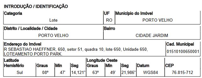 Terreno, Cidade Jardim, Porto Velho, RO