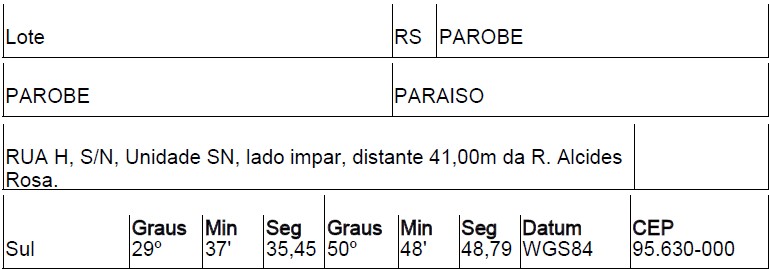 Terreno, Paráíso, Parobé, RS
