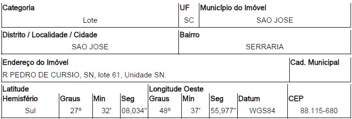 Terreno, Serraria, São José, SC